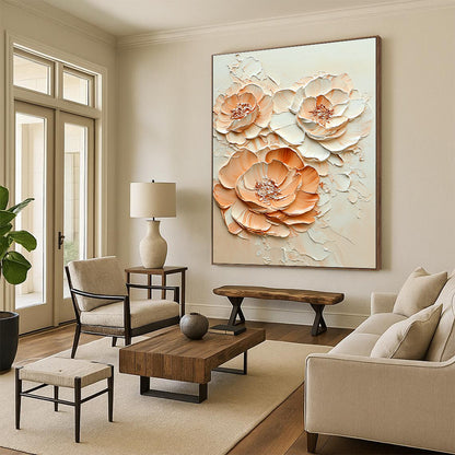 3D Peach Flower Abstract for Luxury Hotel Suite & Elegant Home Dining Room STSC453