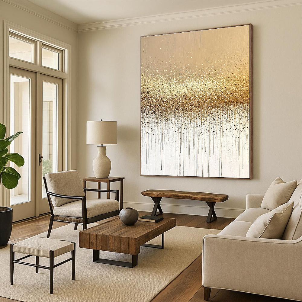 Golden Glitter Drip for Luxury Hotel Ballroom & Glamorous Home Dining Room STSC994