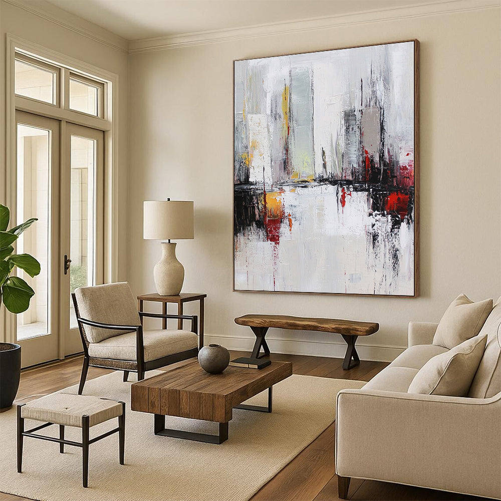 Monochrome Abstract Urban Scene for Industrial - Style Café & Minimalist Home Study STSC162