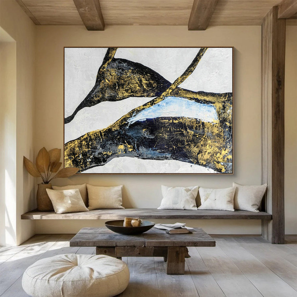 Luxury Black and Gold Abstract Art for a Luxurious Home Office DLZ2395