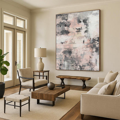 Pink - Gray Abstract Art for Minimalist Home Office Desksides DLZ0068