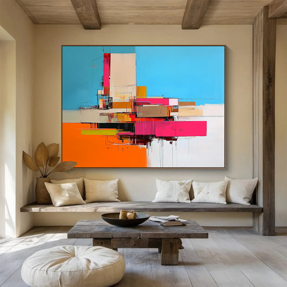Colorful Architectural Abstract Art for Modern City Loft & Design - Focused Office SC159