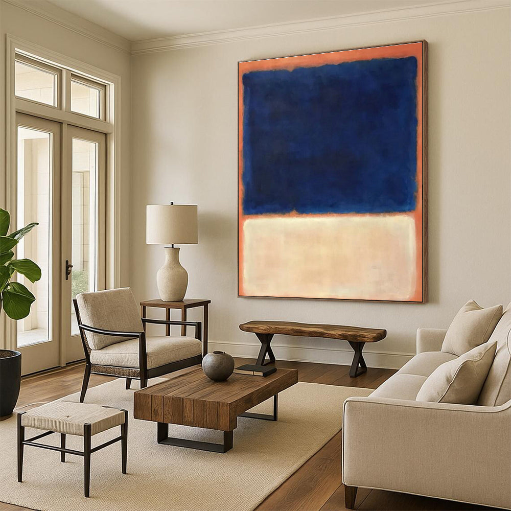 Blue - Orange Minimalist Art for Coastal Café & Contemporary Living Room DLZ2322