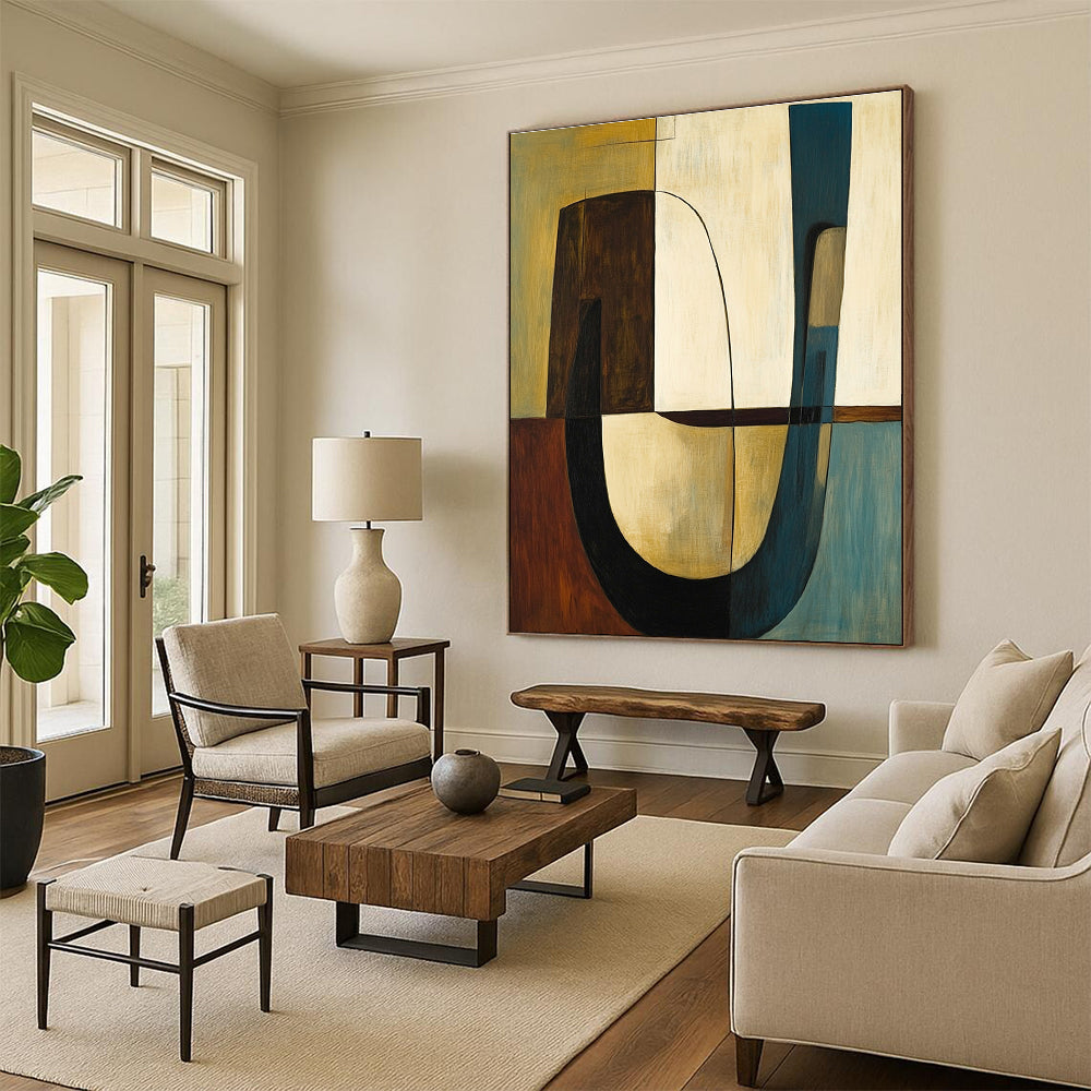 Earth - Tone Shapes Art for Living Room & Study STSC693