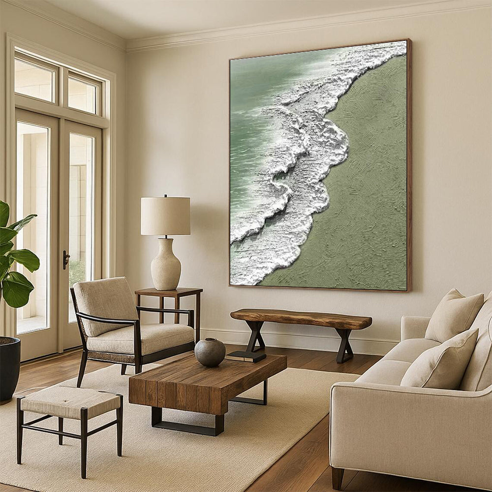 Textured Beach Wave Art for Beach House Living Room & Coastal Café DLZ1484