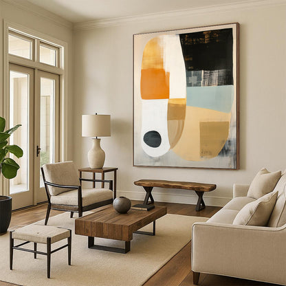 Geometric Neutral Tones with Circle for Minimalist Bedroom & Modern Art Gallery STSC762
