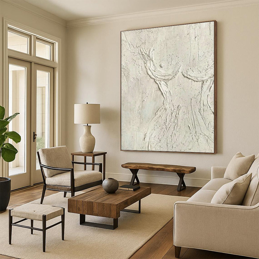 White Relief Tree Shadow Art for Scandinavian - Style Nursery & Nature - Lover’s Reading Nook DLZ0996