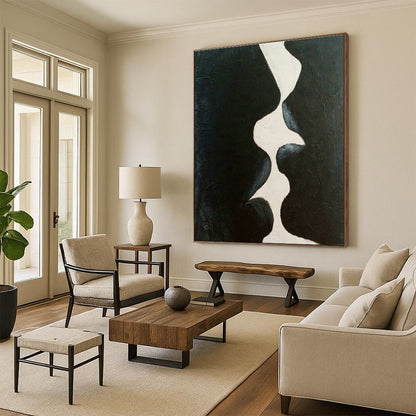 Black - White Abstract Kiss Art for Modern Love - Themed Café & Art - Themed Bedroom DLZ2114