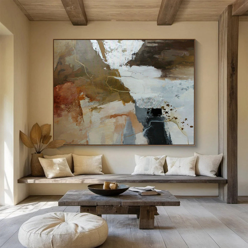 Brown - White Abstract Art for Industrial - Chic Cafés DLZ2517