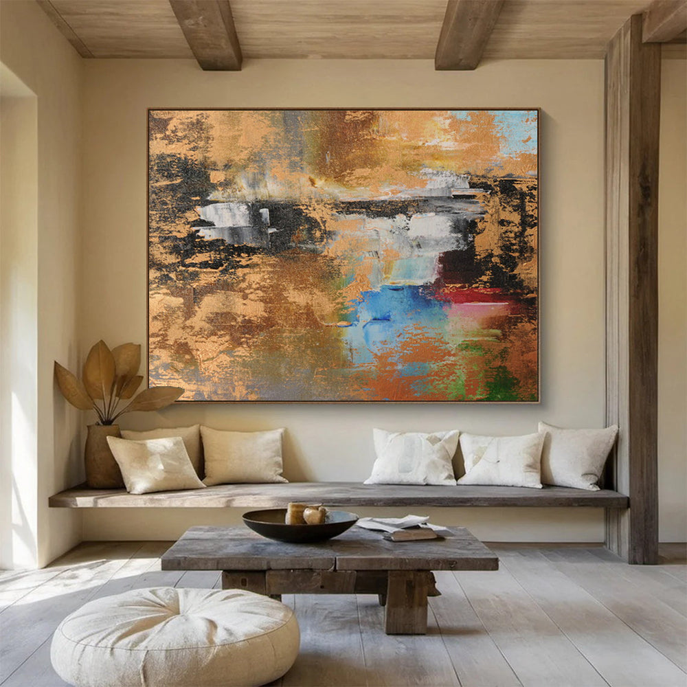 Golden - Brown Abstract Art for Elegant Living Rooms DLZ2403