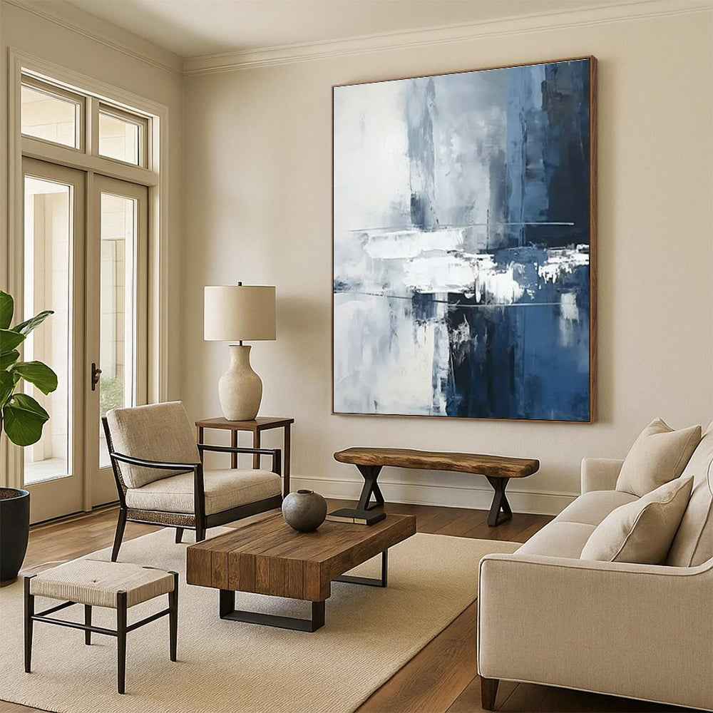 Blue - Gray Abstract Art for Scandinavian Home & Contemporary Art Space DLZ1736