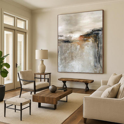Gray - Beige Abstract Art for Modern Spa & Home Library DLZ2032