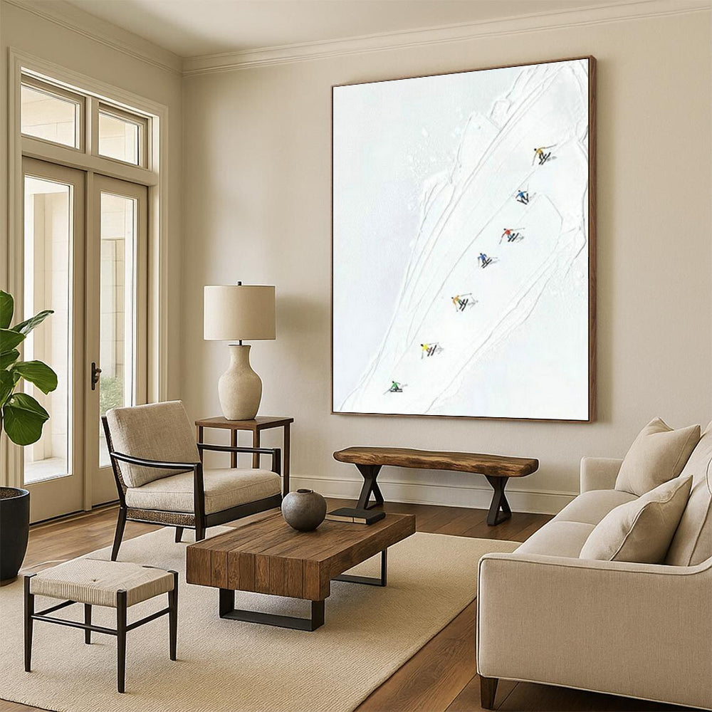 Abstract Ski Scene Art for Mountain Resort Lobby & Sports - Themed Home Den DLZ1613