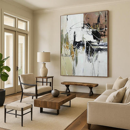 Black - White - Gold Abstract Art for Office & Living Room DLZ0320