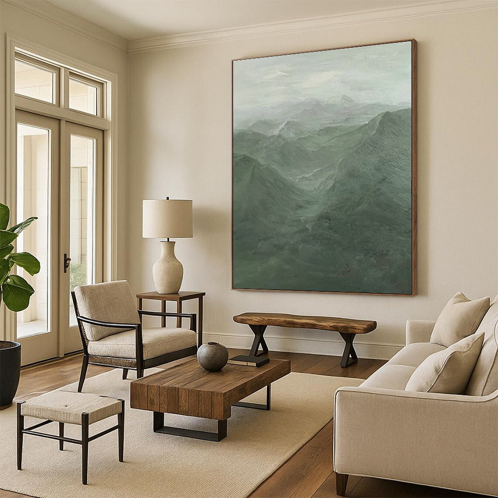 Vast Green Mountainscape Art for Outdoor - Themed Lodge & Nature - Inspired Home Office DLZ2197