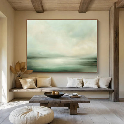 Misty Sea Green Art for Coastal Spa & Minimalist Bedroom SC070