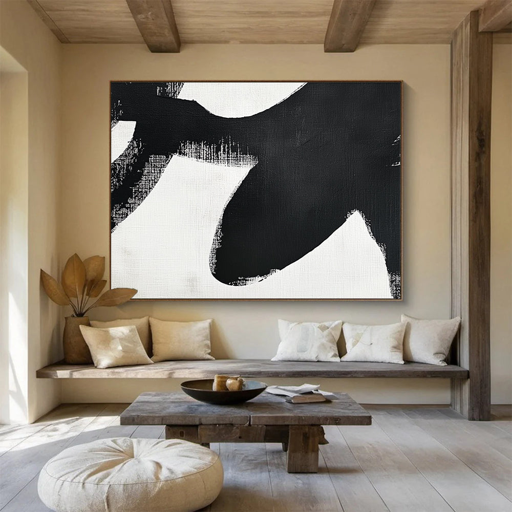Bold Black - White Strokes Art for Creative Studio & Trendy Bar SC016
