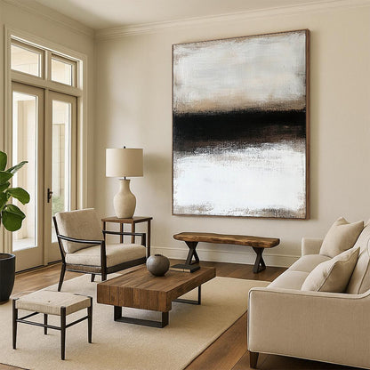 Monochromatic Abstract Divide for Minimalist Bedroom & Modern Office STSC630