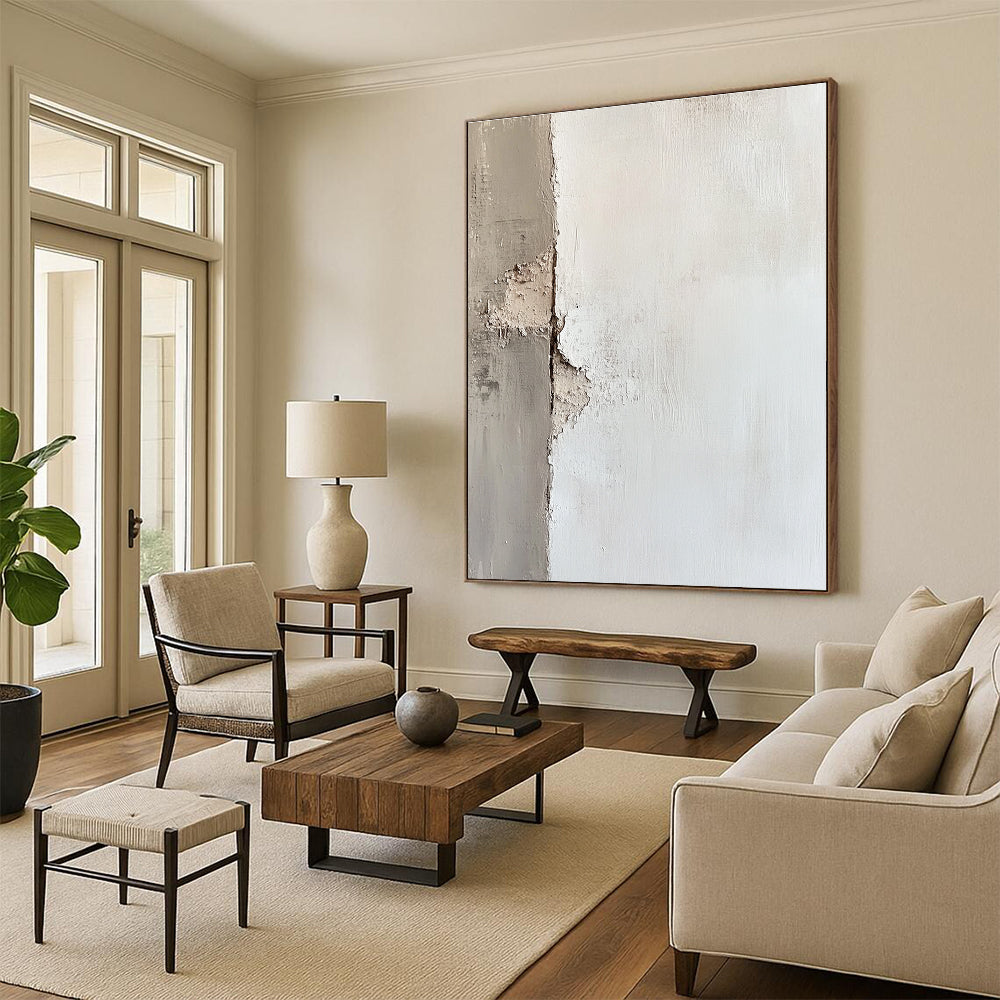 Textured White Wall Abstract for Industrial - Chic Loft & Contemporary Art Gallery STSC653