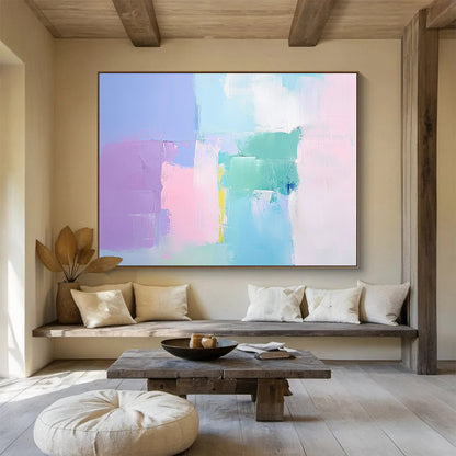 Pastel Color - Block Abstract Art for Feminine Bedroom & Soft - Toned Café SC255