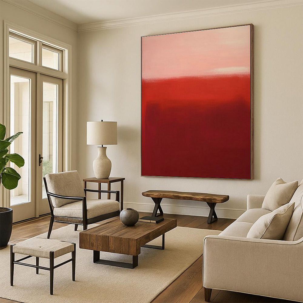 Gradient Red Abstract Art for Luxury Hotel Suite & Art Deco Home Bedroom DLZ1624