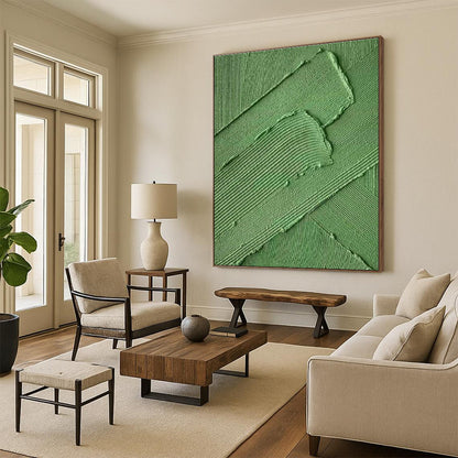 Green Texture Relief Art for Contemporary Home Gallery Walls & Minimalist Restaurant Private Dining DLZ0299