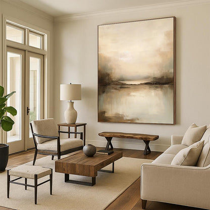 Misty Lake Landscape Abstract Art for Bedroom & Spa Retreat DLZ1260