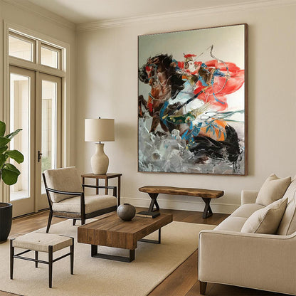 Dynamic Riding - Figure Abstract Art for Equestrian Club & Adventure - Themed Bar DLZ2289