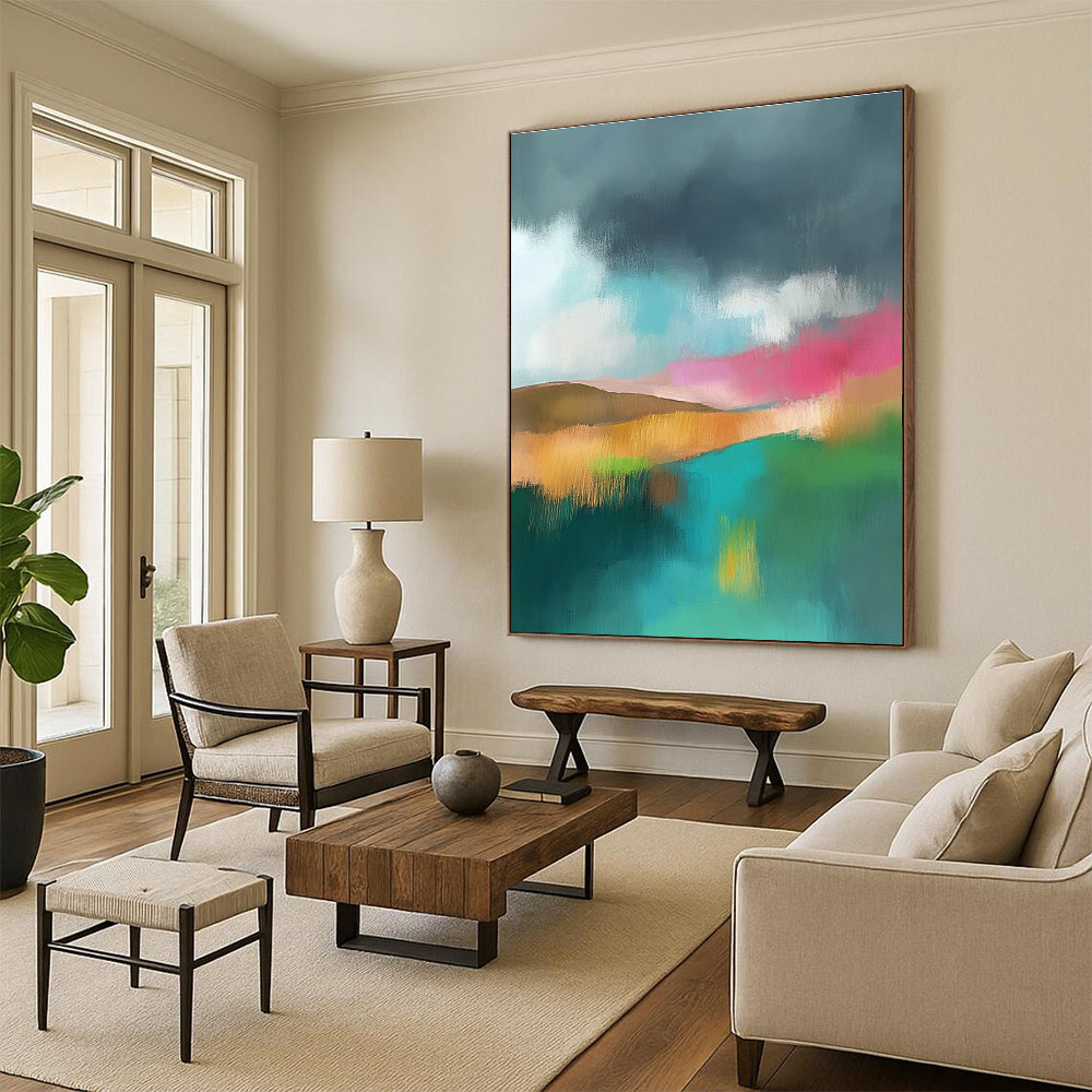 Vibrant Abstract Landscape Art for Rooftop Bar & Art Studio STSC087