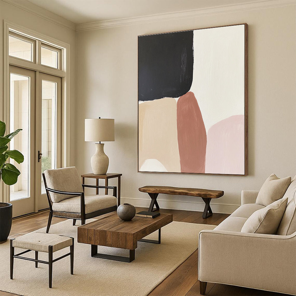 Neutral Color Block Abstract for Minimalist Living Room & Modern Office STSC480