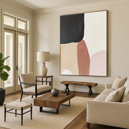 Neutral Color Block Abstract for Minimalist Living Room & Modern Office STSC480