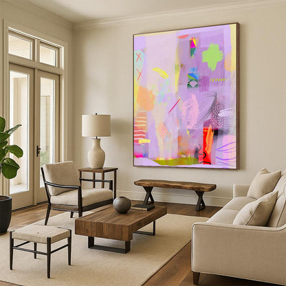 Light Purple Abstract Art for Modern Home Yoga Studio Corners DLZ0169