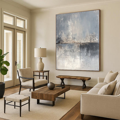 Serene Gray Landscape Art for Bedroom & Office Lounge STSC063