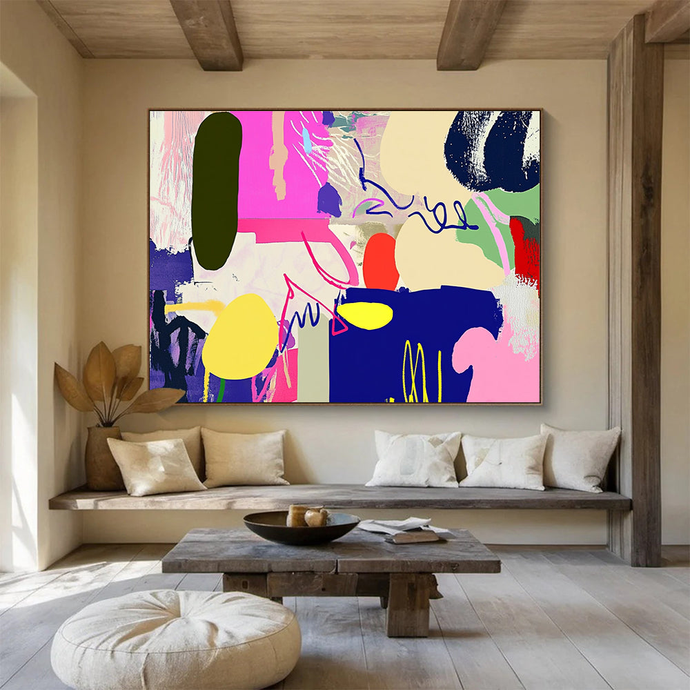 Vibrant Abstract Shapes Art for Creative Studio & Trendy Lounge SC455