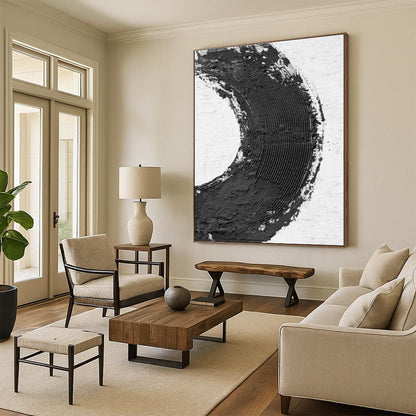 Black - White Circular Texture Art for Modern Lounge & Art - Themed Bar DLZ2375