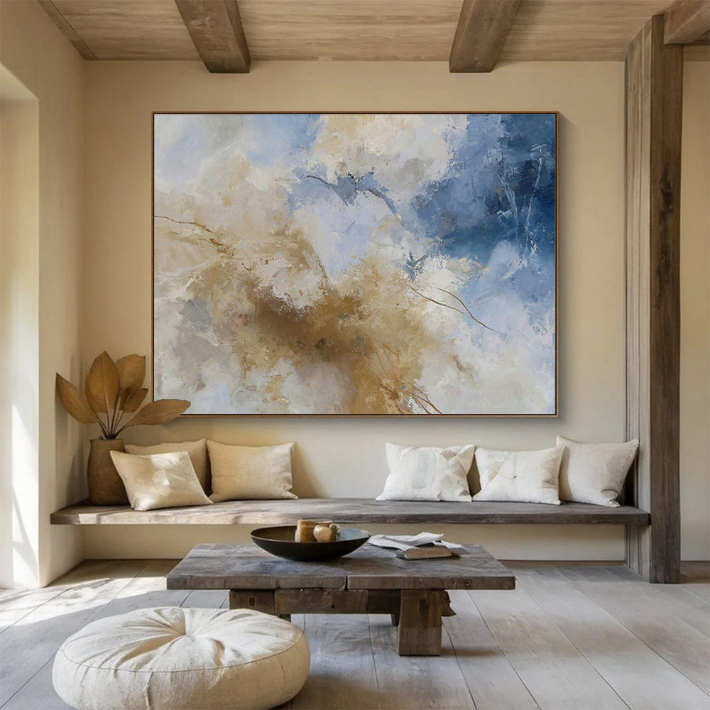 Blue - Brown Abstract Art for Nautical - Themed Restaurant Dining Areas DLZ2520