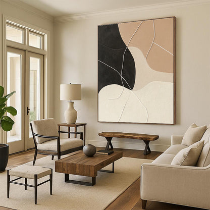 Textured Neutral Abstract Shapes for Minimalist Living Room & Contemporary Art Studio STSC468
