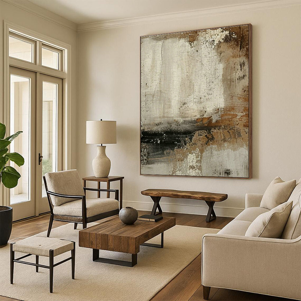 Crackled Neutral Abstract for Bohemian Art Gallery Café & Vintage - Inspired Home Office DLZ0873
