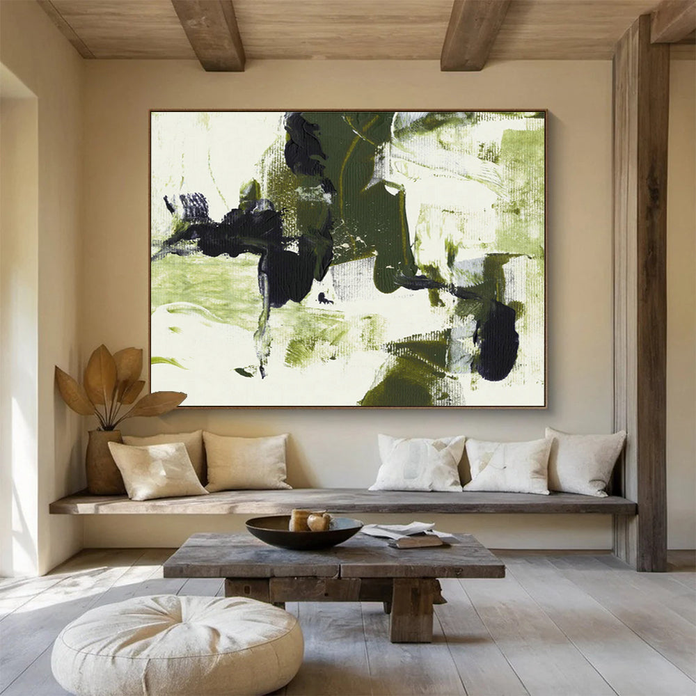 Green - Black Abstract Art for Modern Minimalist Hallway DLZ2828