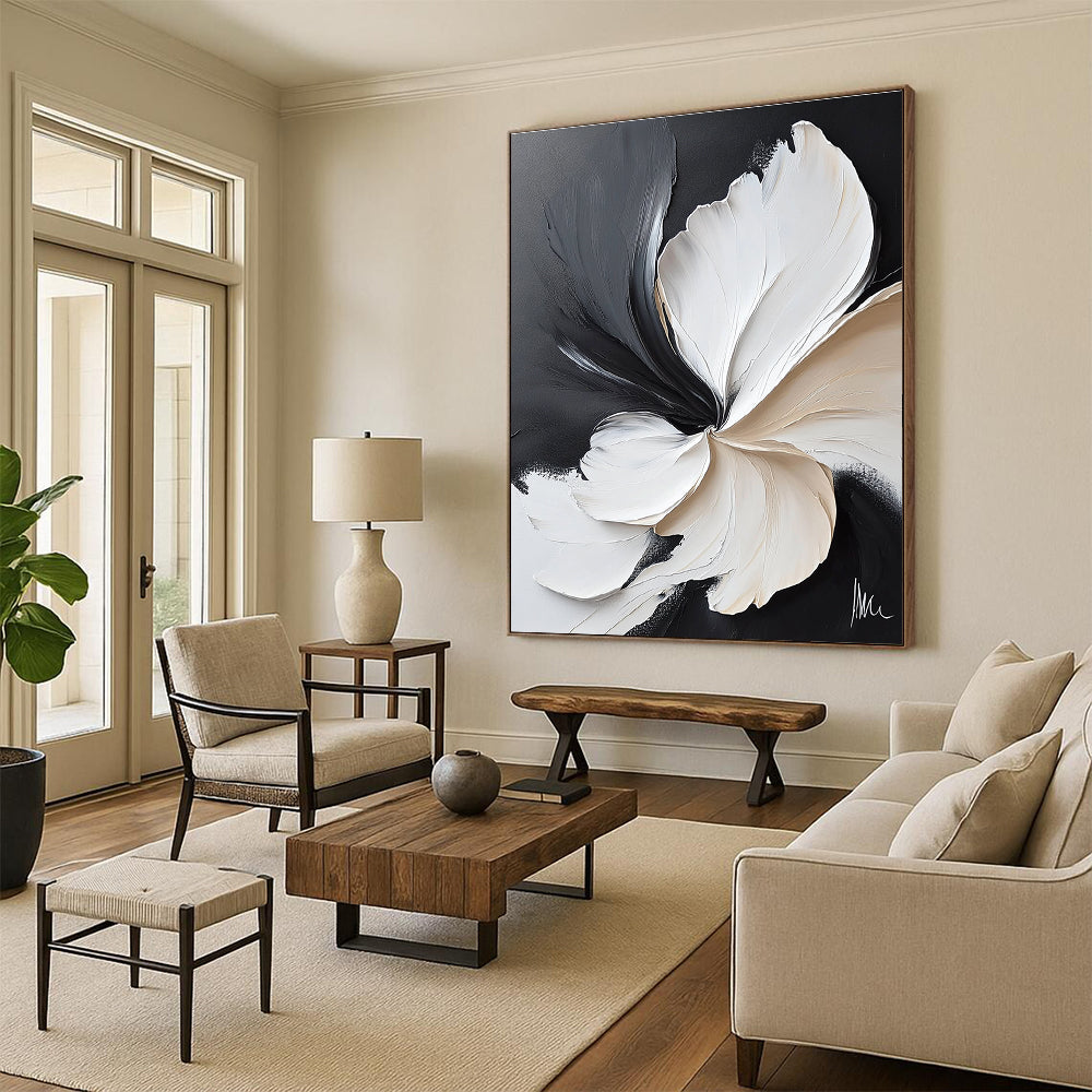 Black and White Flower for Dramatic Entryway & Modern Art Studio STSC514