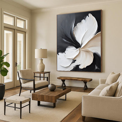 Black and White Flower for Dramatic Entryway & Modern Art Studio STSC514