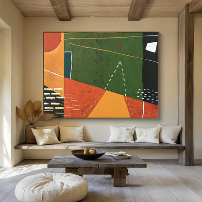 Red - Green Geometric Abstract for Eclectic Game Room DLZ2942