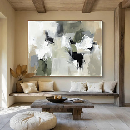 Neutral Toned Abstract Blocks Art for Minimalist Living Room & Serene Meditation Space SC245