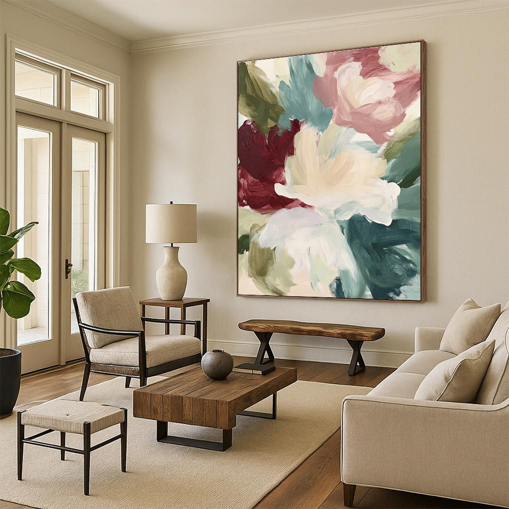 Soft Floral Abstract for Romantic Bedroom & Feminine Wellness Space STSC558
