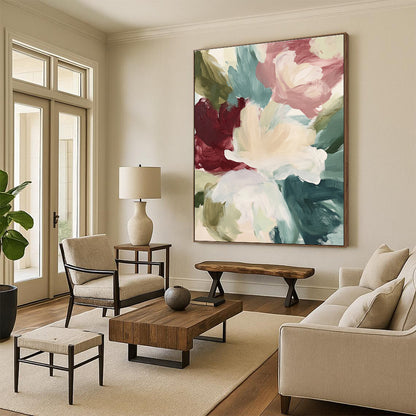 Soft Floral Abstract for Romantic Bedroom & Feminine Wellness Space STSC558