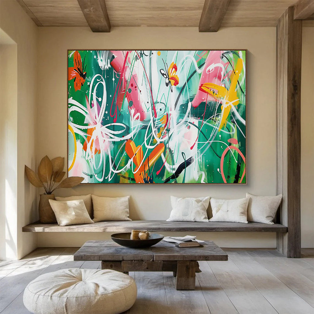Butterfly Graffiti Abstract Art for Bohemian Café Backdrops DLZ2607