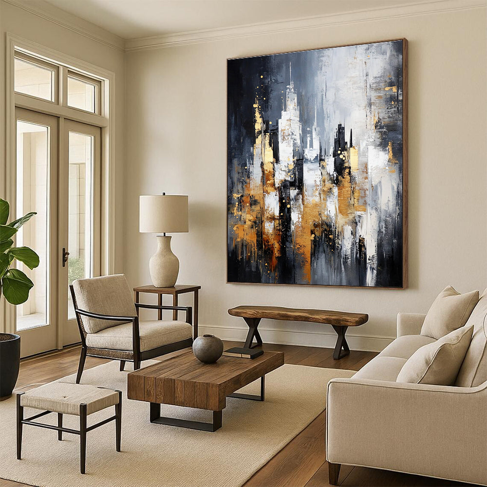 Gray - Gold Cityscape for Luxury Hotel Lobby & Modern Office STSC282