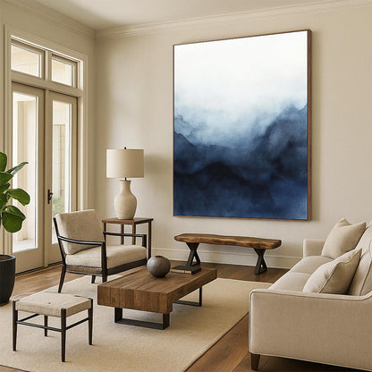 Blue Watercolor Mountain for Modern Bedroom & Yoga Studio STSC498