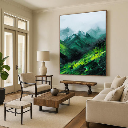 Green Mountain Abstract Landscape for Nature - Inspired Bedroom & Outdoor - Lover’s Lounge STSC592