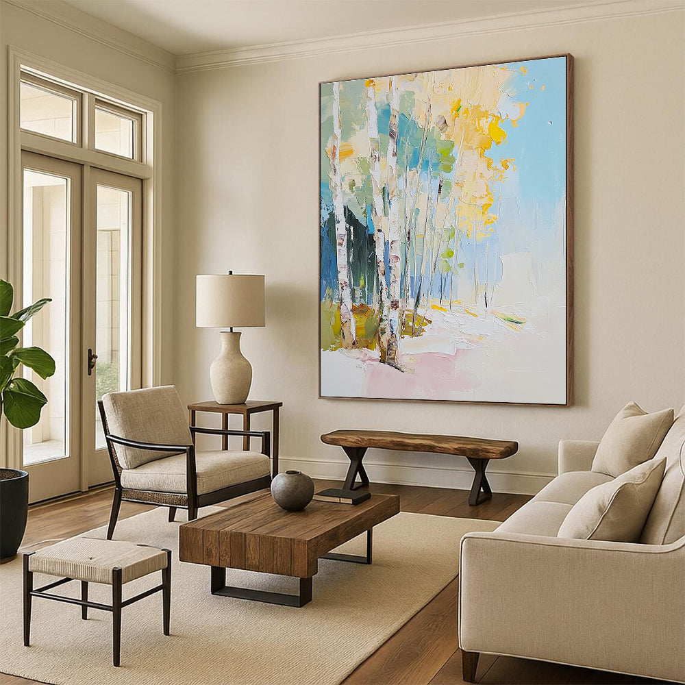 Birch Trees Abstract Landscape for Modern Scandinavian Home & Nature - Inspired Art Gallery STSC180
